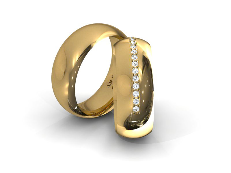 Alian�a de Casamento e Noivado Meio Dedo com Diamantes