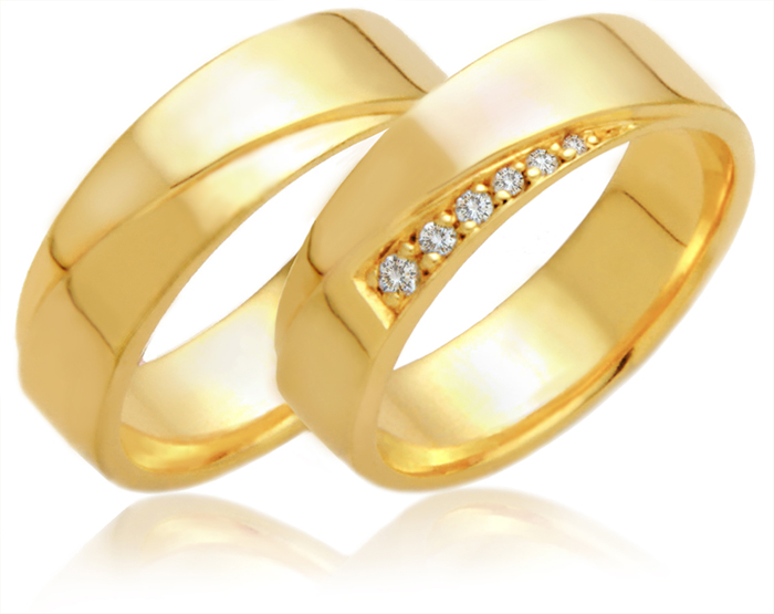 Aliana de Noivado e Casamento Cruzada em Ouro 18k