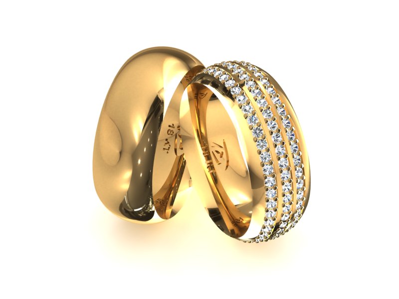 Aliança em Ouro Tree Carre com Diamantes | Dijior