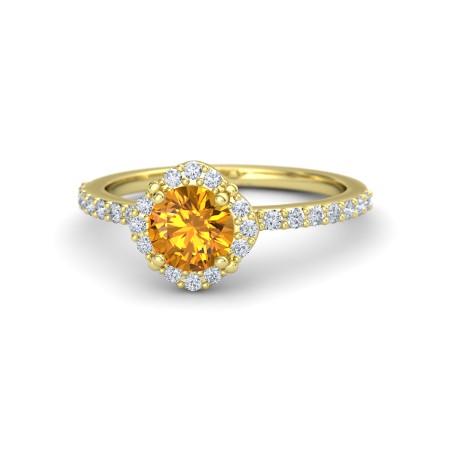 Anel Citrino Amarelo com Diamantes