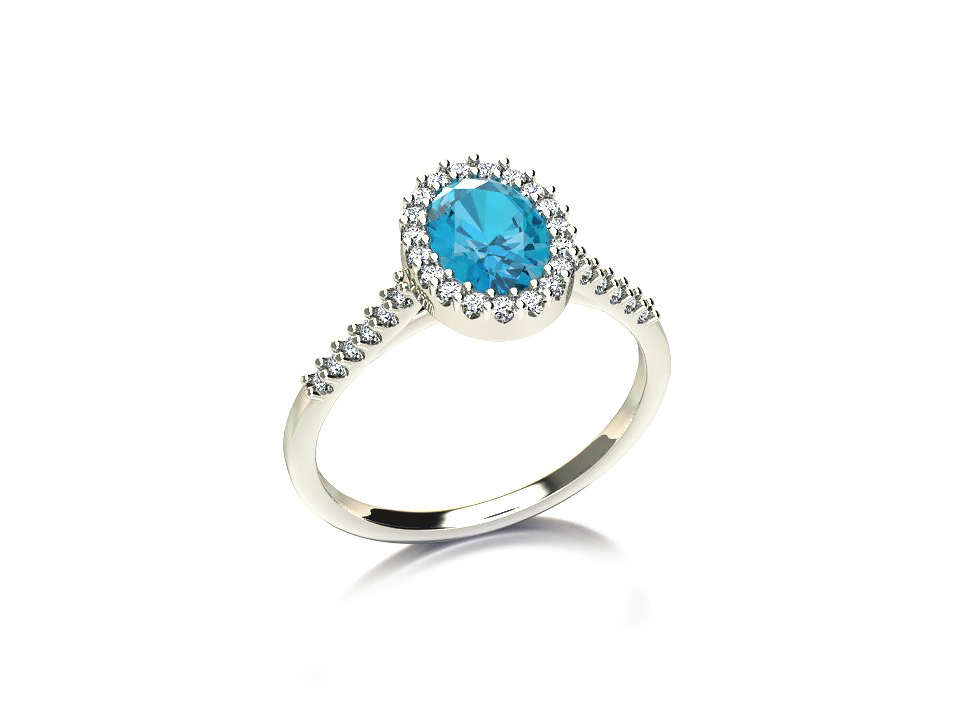 Anel Excellence com Top�zio Azul e Diamantes