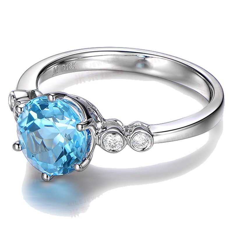 Anel Grcia gua Marinha com Diamantes