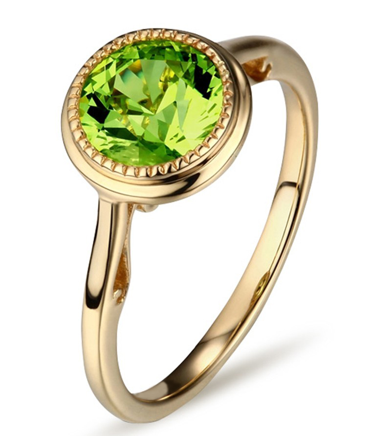 Anel Olho Peridoto Verde Embutido